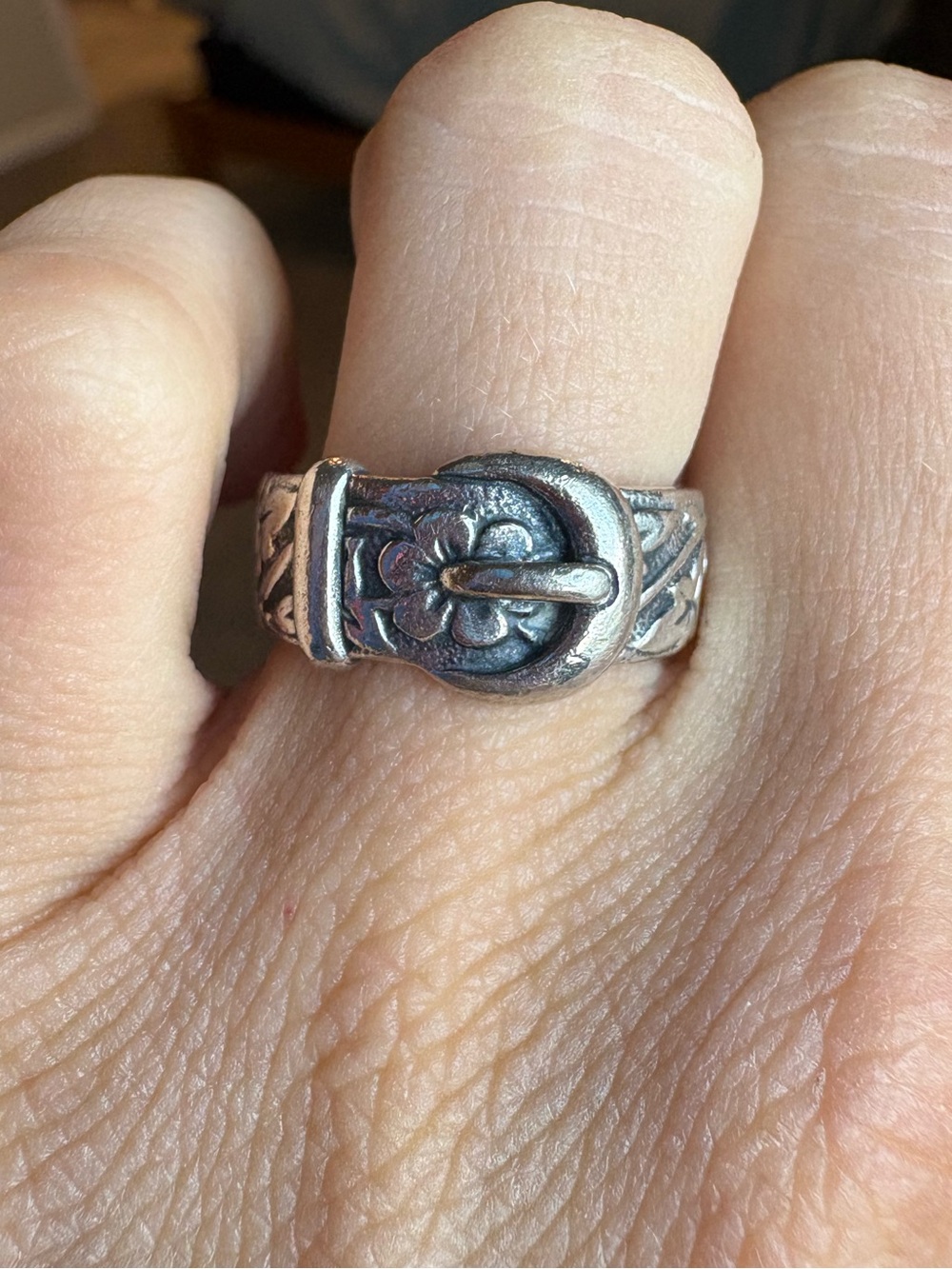 James Avery Retired Sterling Silver Floral Belt Buckle Ring Vintage Early 2000s